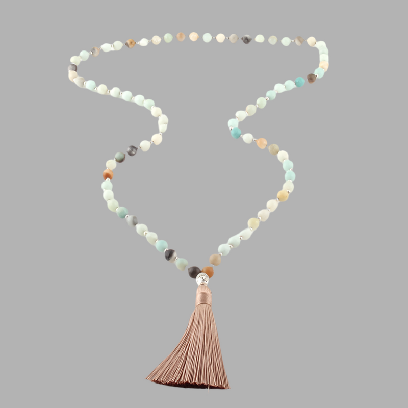 BUDDHA Amazonit Mala-Kette