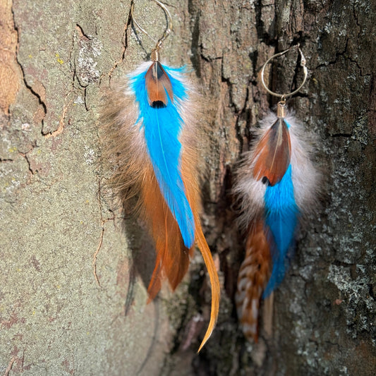 BOHO Ohrringe mit langen Federn - Bohemian Schmuck von Juwelanda