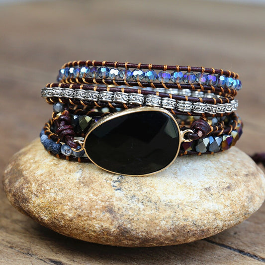 SELBSTBEWUSSTSEIN - Onyx Wickelarmband - Juwelanda